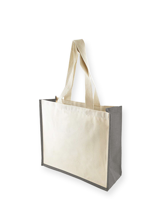 Canvas Jute Bag with Dyed Jute Gussets and Webbed handles 