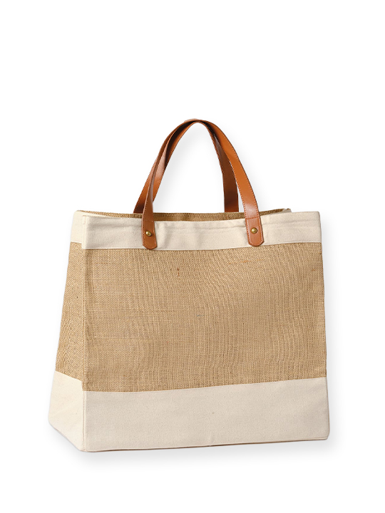 Luxury Jute with Faux Leather handles