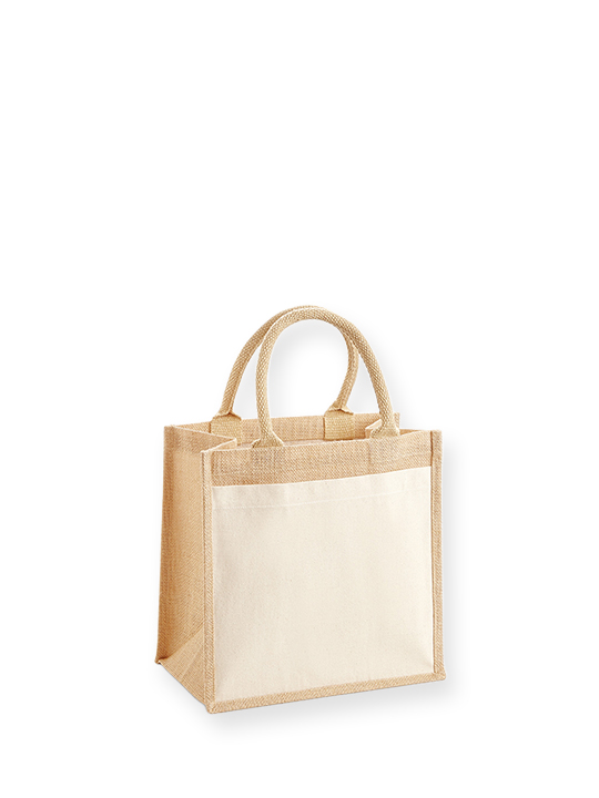 Pocket Jute Midi Tote Bag